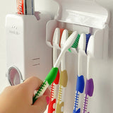 2Pcs Automatic Toothpaste Dispenser and Toothbrush Holder Set Wall Mounted Toothpaste Squeezer Toothbrush Organizer