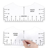 9Pcs Tshirt-Ruler Guide to Center Vinyl Transparent V-Neck Round Ruler for Heat Press Printing