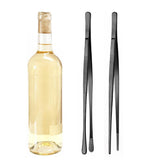 2PCS Kitchen Cooking Tongs Tweezers Stainless Steel Kitchen Round and Straight Head for Grilling Cooking Black