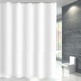 Extra Long Shower Curtain Waterproof Fabric With Hooks for Bathtub Bathroom White