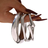 3Pcs Women’s Chunky Bangle Bracelets – Wide Stackable Wrist Cuffs Fashion Jewelry Gift Silver
