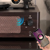 Portable Retro Bluetooth Vinyl Record Player with Built-in Speakers Dark Brown