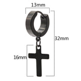 Unisex Cross Dangle Hoop Huggie Earrings – Stainless Steel Ear Studs for Men & Women