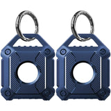 2Pcs For Apple AirTag Protective Case Water-Resistant TPU Full Cover with Key Ring Royal Blue