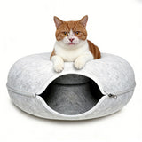 Cat Tunnel Bed Felt Pet Puppy Nest Cave House Round Donut