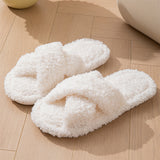 Non Slip Open Toe Slippers for Women Indoor and Outdoor White
