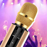 Multifunctional Wireless Bluetooth Karaoke Microphone Gold