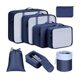 Set of 8Pcs Travel Packing Cubes Luggage Organizers for Suitcase Packing Bags Blue