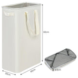 Slim Collapsible Laundry Basket with Handles for Small Spaces Beige