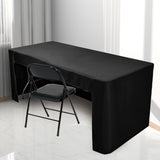 Fitted Polyester Table Cover 6 ft with Skirt for Conferences Trade Shows Black