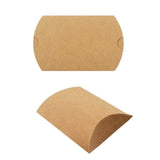 50 PCS Kraft Paper Pillow Gift Boxes with Ribbons for Weddings and Parties Brown