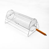 BBQ Grill Basket Stainless Steel Rotating with Stand Handle for Garden Camping