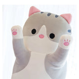Cat Shape Long Throw Pillow Stuffed Cute Doll Cushion Grey