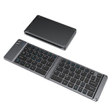 Wireless Keyboard Mouse Set Foldable Tri-Mode Bluetooth 2.4G Dark Gray