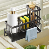 Kitchen Sink Caddy Organizer with Drip Tray for Sponge Soap Cleaning Tools
