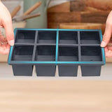 3PCS Large Ice Cube Trays Silicone Ice Cube Trays Huge Square Ice Cubed Tray for Whisky and Cocktail Black