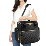 Double-Layer Portable Nail Polish Organizer Bag with Removable Pouches for Travel Black