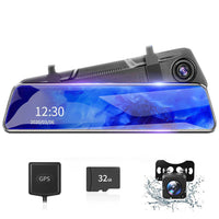 12" 4K Streaming Rearview Mirror Dash Cam with Dual Lens & Night Vision