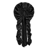 Double Layer Satin Bonnet for Long Hair Braids and Natural Hairstyles Black