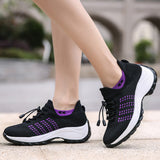 Lightweight Stretch Mesh Walking Shoes Slip On for Men and Women Black Purple
