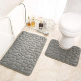 3 Piece Set Bathroom Mats Pebble Pattern Floor Mat Gray