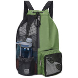 Swim Bag with Wet Pocket Mesh Drawstring Backpack for Swimming Gym Green