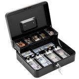 Locking Cash Box with Lock Money Box with Cash Tray Secure Box Black