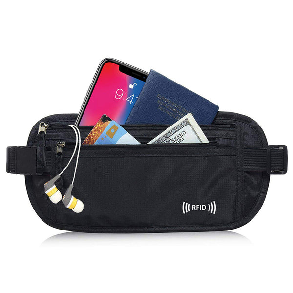 RFID Blocking Money Waist Bag Anti Theft Hidden Fanny Pack Travel Wallet Pouch Black