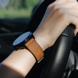 20mm Magnetized Leather Watch Band – Genuine Leather Strap for Samsung Huawei Xiaomi Dark Brown