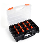 Portable Tool Parts Storage Box with Clear Compartments Plastic Organizer Case with Carry Handle for Screws Crafts