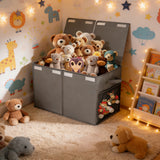 Foldable Toy Storage Organizer Box with Lid & Dividers Gray Small