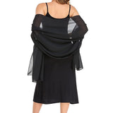 70x170cm Chiffon Evening Wrap Shawl for Wedding Party Dress Black