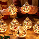 2 PCS 8cm Clear Plastic Fillable Christmas Ball Ornaments Snowman