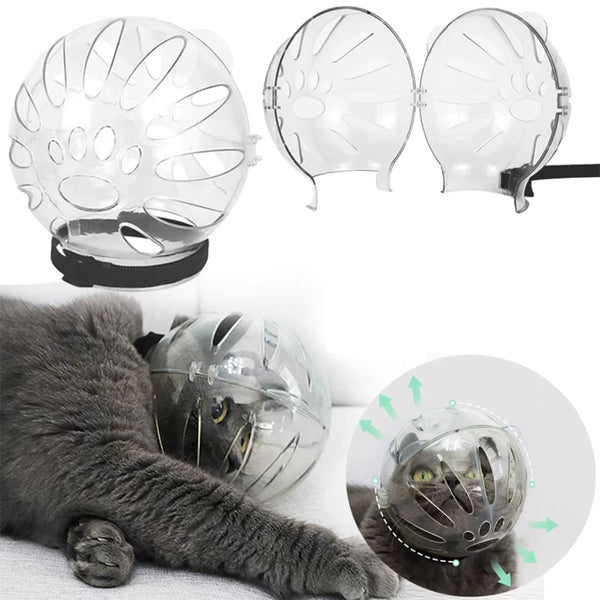 Transparent Cat Hood Astronaut Helmet Muzzle Mask Preventing Biting and Licking