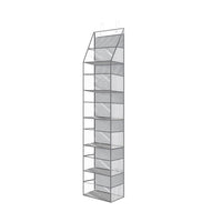 6-Shelf Over The Door Hanging Pantry Organizer Room Storage Organizer with Clear Pockets Gray