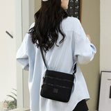 Multipockets Zipper Crossbody Purses Casual Nylon Shoulder Bag for Women Daily Handbag Black