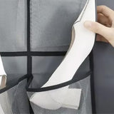 12-Pocket Hanging Shoe Organizer Over Door Rack Holder Gray