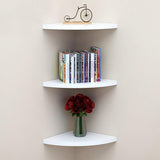 No-Drill Floating Corner Shelf Set for Wall Storage White