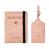 RFID Passport Cover and Luggage Tag Set PU Leather Travel Organizer Pink