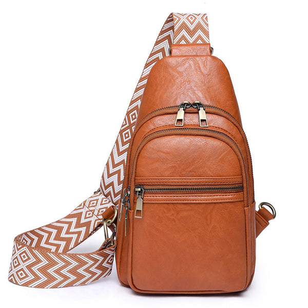 Women Sling Bag PU Leather Crossbody Bag Shoulder Bag Brown