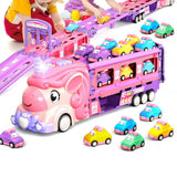 Unicorn Car Toys with Foldable Race Track and 6 Princess Cars for Girls