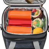 Double Layer Insulated Lunch Bag – Portable Cooler Food Tote Gray