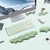 Leaf Shape Keyboard Wrist Rest Pad Set PU Leather Memory Foam Wrist Support Cushion