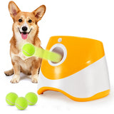 Automatic Fetch Ball Launcher Dog Toy with 3 Balls 3 Range Modes Orange
