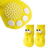 16Pcs Set Anti-Slip Dog Socks Stretchable Footwear Paw Protector for Indoor Use Big Eye Style
