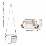 Color-Block Small Crossbody Bags for Women PU Leather Shoulder Handbag Purse with Adjustable Wide Strap White