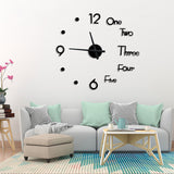3D Wall Clock Acrylic Modern Mirror Surface DIY Clock Home Office Decor Black