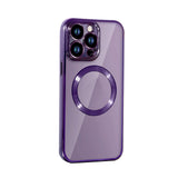 For iPhone 15 Series Magnetic Phone Cover Shockproof Plating Case Cover Purple