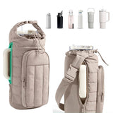 Water Bottle Holder Crossbody Bag with Strap Gym Accessories Camel