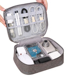 Large Travel Organizer Bag for Electronics with Adjustable Dividers Gray